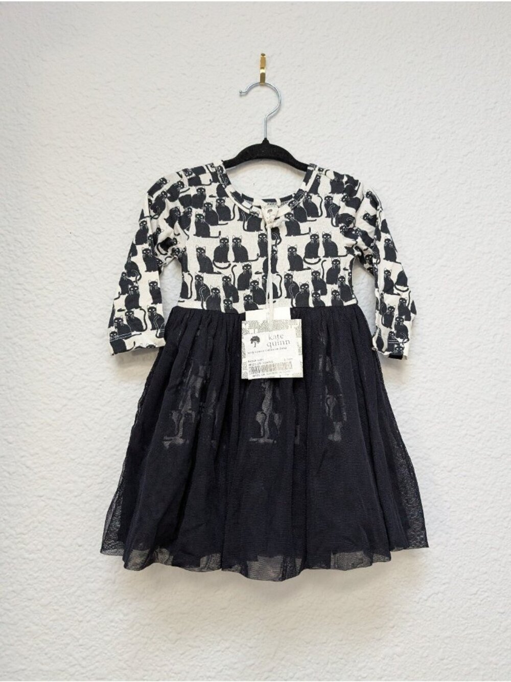 Kate Quinn Long Sleeve Ballerina Dress 6-12 Bamboo Black Cats Tulle Spooky